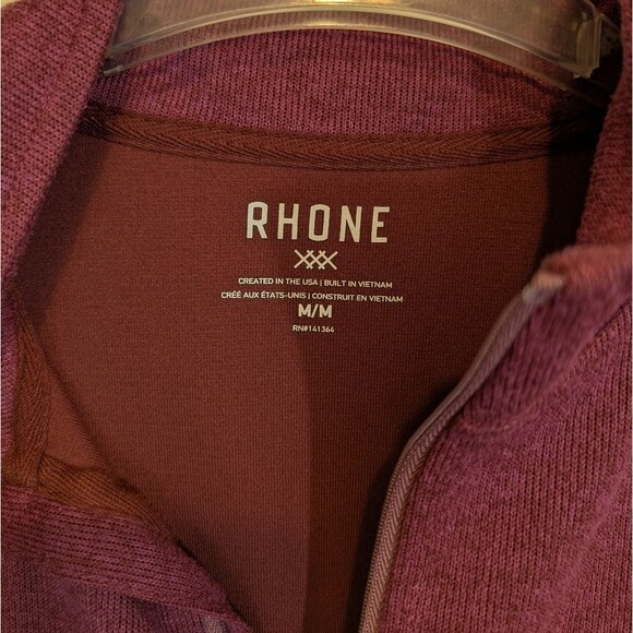 Rhone Mens Commuter 1/4 Zip Sweater Maroon Marle Size Medium - Picture 9 of 11
